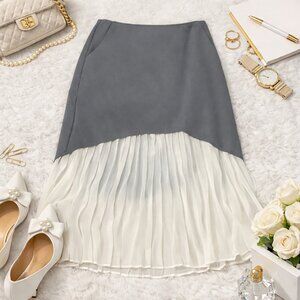 Two-Tone Pleated Midi Skirt – Size 8